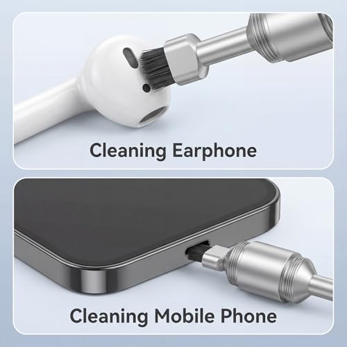 ElevateTech SIM Card Removal Tool with Cleaning Brush 2 in 1 Portable Keyring Keychain Pins Reset Needle Opener Cleaning Pen for All Cell Phones Silver