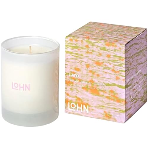 Lohn Lato Mini Scented Candle - Small Luxury Jar Candle for Home, Long Lasting Soy Wax Blend, Clean Ingredients, Lemon, Tonka Bean & Hibiscus, 20 Hour Burn Time, 3 oz