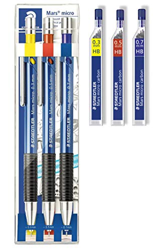 Staedtler 775SCWP3 Marsmicro 0,3-0,7 Lot de 3 couleurs (1, avec mines 03 HB?05 HB?07HB)