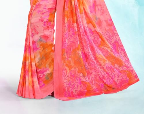 Image of Jaanvi fashion Women's Georgette Saree with Unstitched Blouse Piece