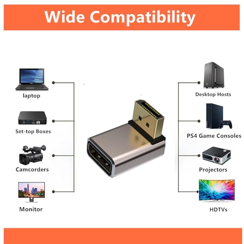 Adaptador DisplayPort 1.4 8K ángulo 90° macho a hembra miniatura 6