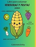 libro para colorear verduras y frutas: kawaii