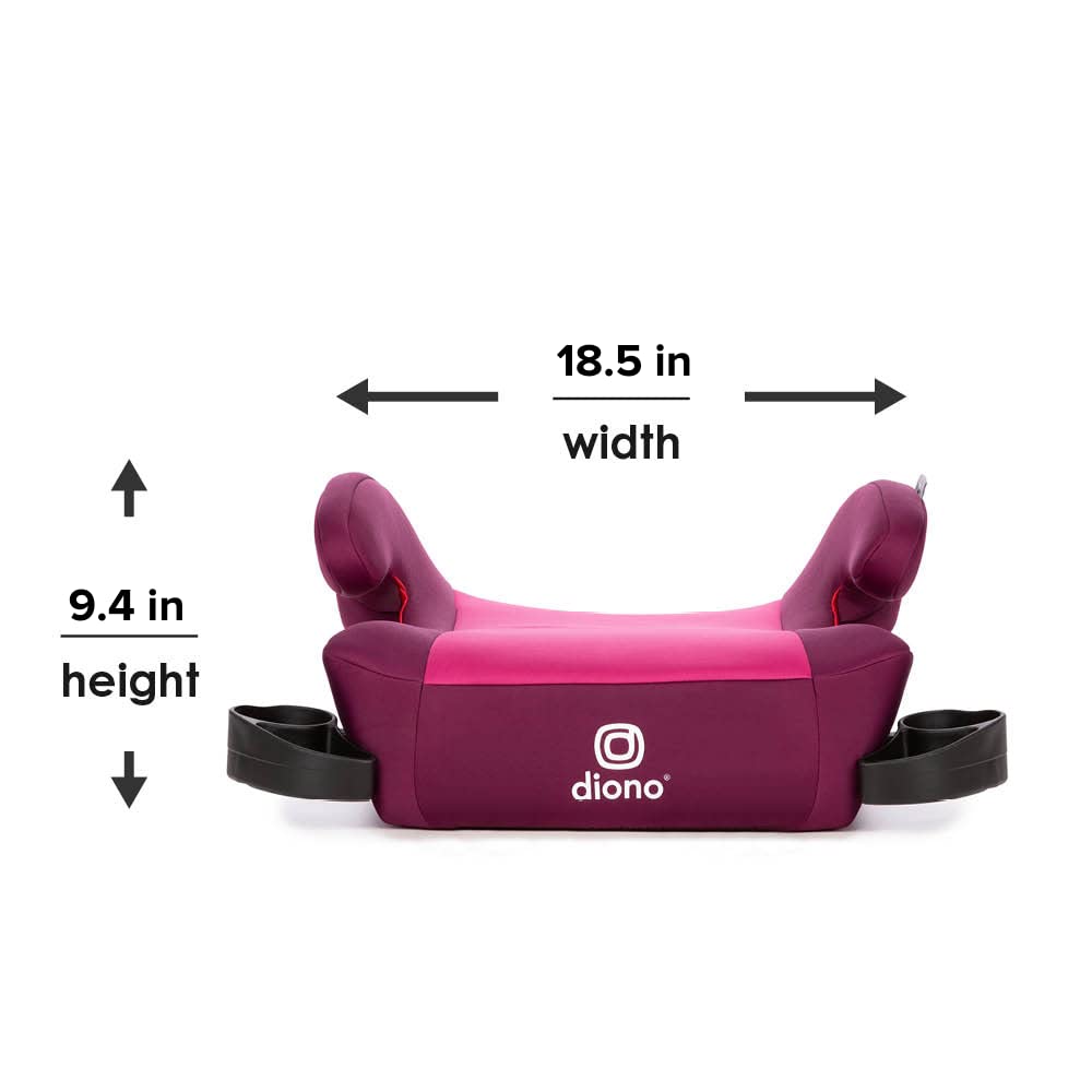 Diono Solana 2 No Latch, XL Lightweight Backless Belt-Positioning Booster Car Seat, 8 Years 1 Booster Seat, Pink