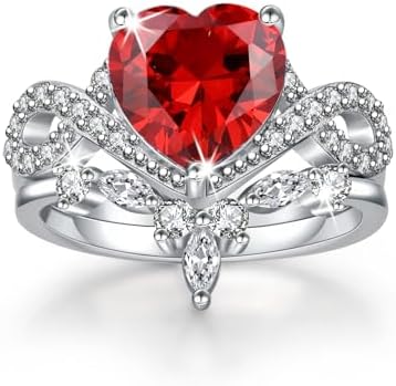 4CT Heart Engagement Rings for Women Promise Rings for Her 5A CZ Cubic Zircon Statement Wedding Rings Set for Women Christmas Mom Valentine's Day Gifts