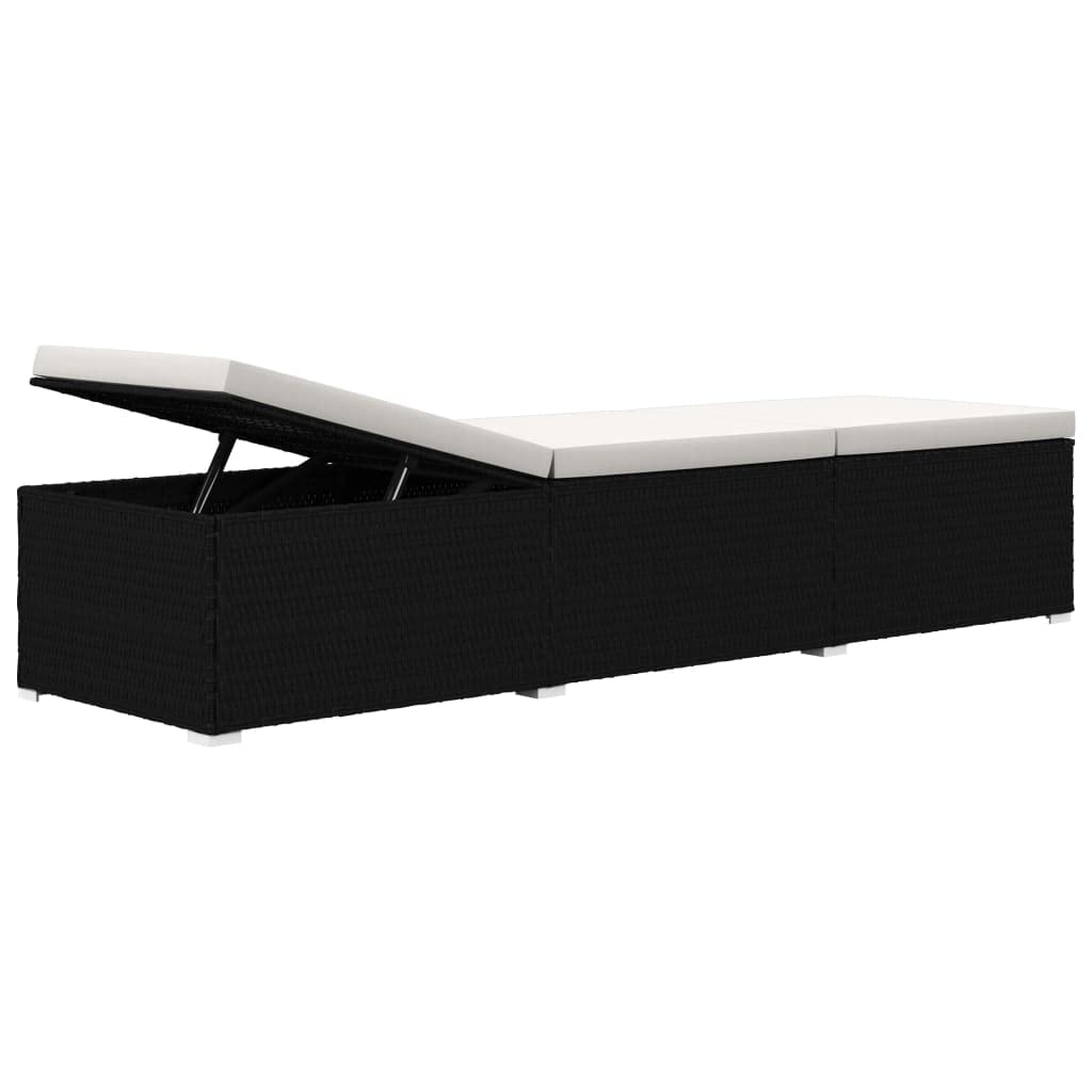 vidaXL Lettino Prendisole con Tavolino e Cuscino Foderato con Zip Robusto Elegante Regolabile Sdraio Telaio in Acciaio in Polyrattan Bianco Crema