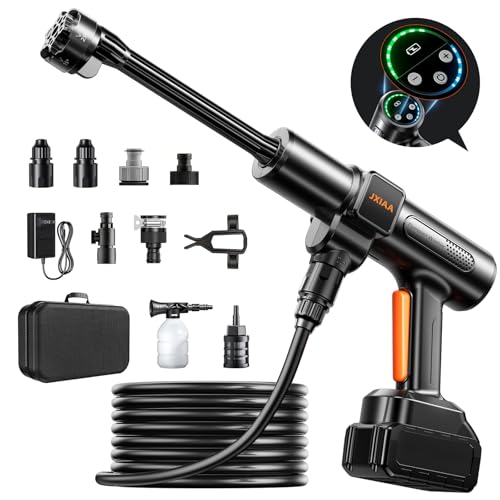 Cordless Pressure Washer Battery Powered,1880 PSI Portable Pressure Washer with 32 FT High-Elastic Hose,21V Pressure Washer for Car or Courtyard,6-in-1 Nozzle,Multi-Level Water Pressure Adjustment