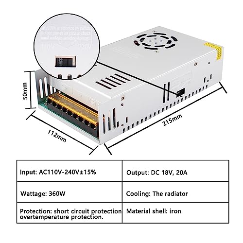 Transformer 18V 20A CA a CC convertidor de fuente de alimentación lineal de alta potencia 5