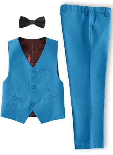Image of YuanLu Boys Suit Homecoming Dresses for Kids Ring Bearer Outfit Suits Tuxedo Formal Vest and Pants Suit Set