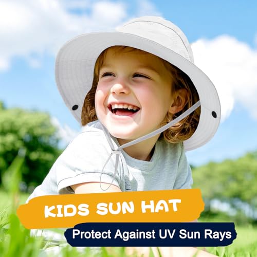 Image of Outdoor Kids Sun Hat for Boys Girls Wide Brim Mesh Bucket Hat UPF 50+ Sun Protection Breathable Summer Fishing Safari Hat