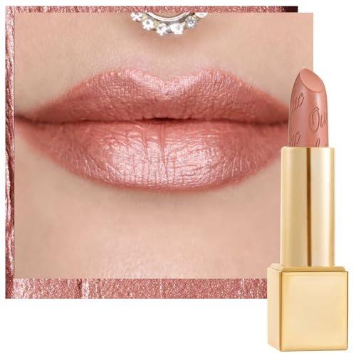 OULAC Pintalabios Desnudo Brillo Metálico, Brillo 3D de Larga Duración, Barras de Labios de Alta Pigmentación y Cobertura Total, Fórmula Cremosa e Hidratante, Vegan, 4.3 g, (07) Pure Envy