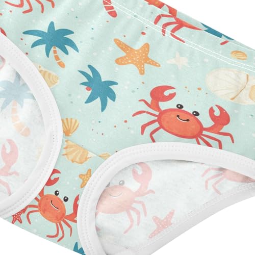 Wusikd Crabs Palm Trees Girls' Underwear Cotton Starfish Shell Girls Briefs Soft Toddler Underwear 2T4