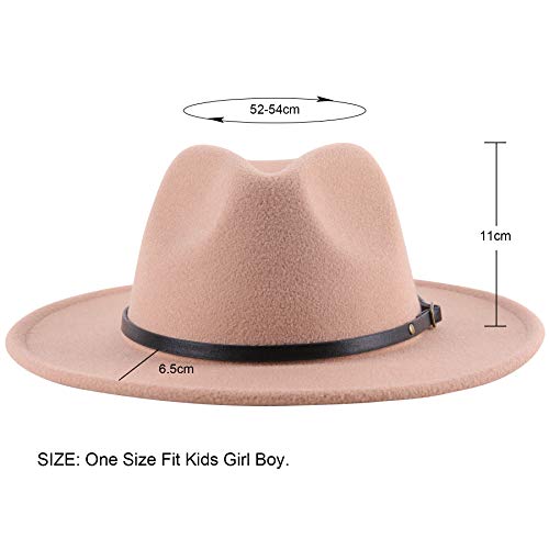 Lanzom Kids Girls Vintage Wide Brim Wool Felt Bowler Cap Bowknot Floppy Fedora Hat (X-Camel) #TOP1