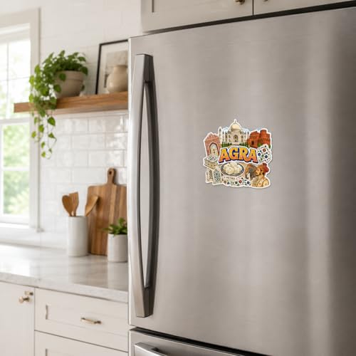 Image of Zesta Wooden Fridge Magnets Set | Refrigerator Decor Magnets for Kitchen | India Souvenir Fridge Magnet Collection | Wooden Magnet for Fridge Door Decoration (Agra)