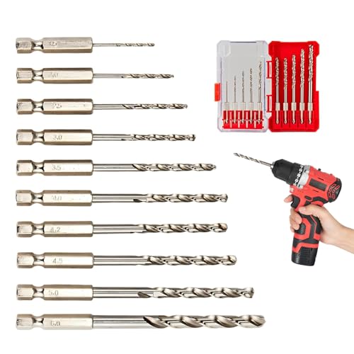 Foonary Lot de 10 forets hélicoïdaux HSS M35 cobalt, longueur standard, accessoires professionnels pour acier inoxydable, métaux durs, forets métalliques...