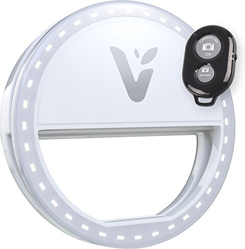 Veemoh Camera Diva Ring Light LED Selfie Cell Phone Lighting for Photography iPhone Samsung Galaxy HTC Nokia Nexus LG - Comes with Wireless Remote for Easy Selfies and Group Shots!