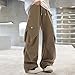 Boy's Wide Straight Leg Cargo Pants Fashion Multi Pockets Trouser Baggy Track Pants Loose Fit Lightweight Sweatpants