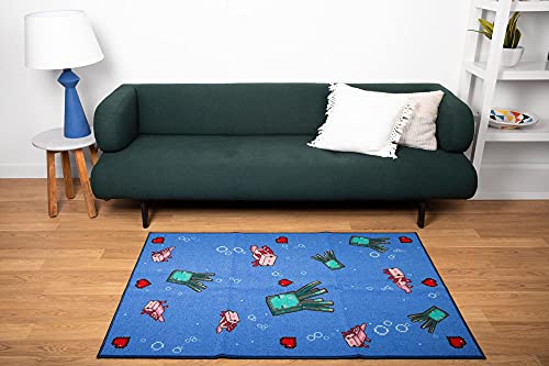 Ukonic Minecraft Underwater Printed Area Rug | Indoor Floor Mat, Accent Rugs For Living Room And Bedroom, Home Decor For Kids Playroom | Video Game Gifts And Collectibles | 60 X 39 Inches Blue #TOP3