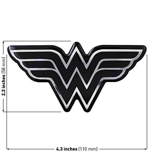 Image of Fan Emblems Wonder Woman Domed Chrome Car Decal - Classic Logo (Black and Chrome)