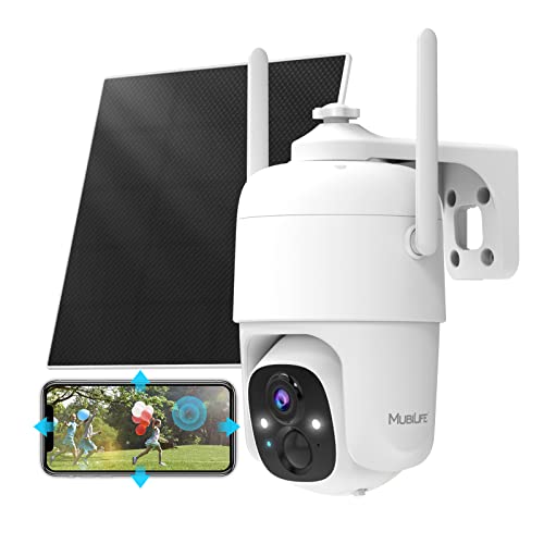 Solar Security Camera, 360° PTZ Outdoor Camera...