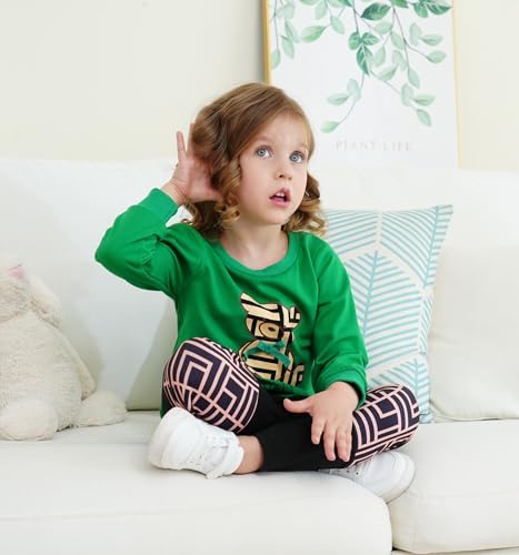 Image of Tween Girl's Letter Print Top + Jogger Pants 2 Piece Casual Outfit Set Kids Fall Clothing, Sizes 6-14 Years