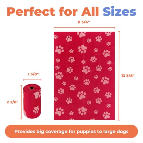 Image of Best Pet Supplies Dog Poop Bags for Waste Refuse Cleanup, Doggy Roll Replacements for Outdoor Puppy Walking and Travel, Leak Proof and Tear Resistant, Thick Plastic - Red, 240 Bags