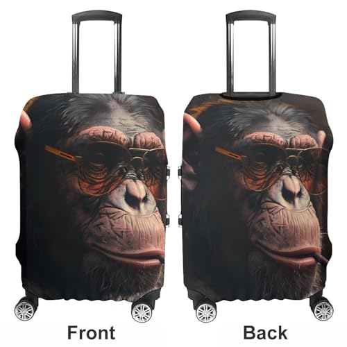 A Smoking Gorilla Funny Luggage Cover Suitcase Protector Washable Travel Baggage Covers Fit 19-32 Inch3