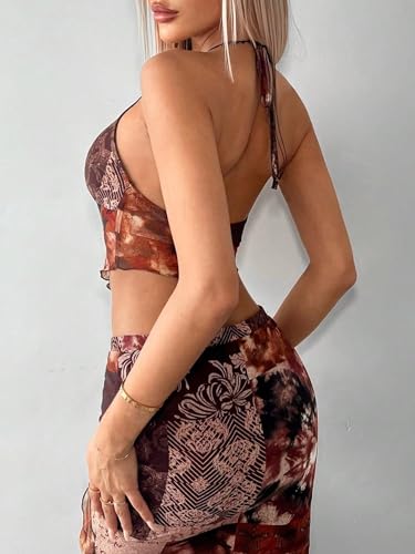 Image of Verdusa Women's 2 Piece Boho Skirt Sets Going Out Backless Halter Top with Split Skirt Rave Festival Outfits Western Clothes