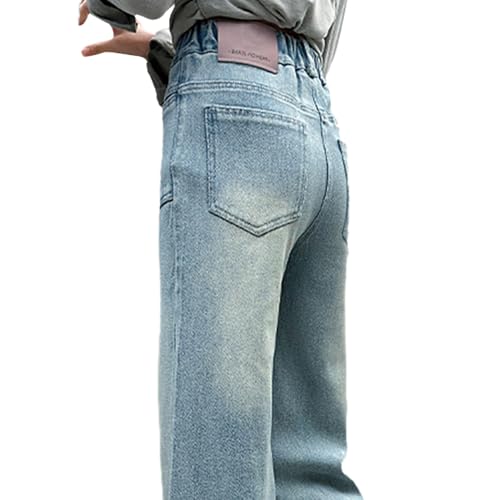 Tween Girls Baggy Jeans-Wide Leg Denim Pants with Pockets, Elastic Waistband Bell Bottom Jeans for Girls3