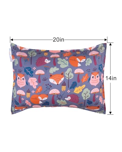 Image of ALVABABY Toddler Pillowcases 2 Pack Cotton Kids Pillow Cover Fit 13 inchx 18 inch or 14 inchx20 inch Envelope for Girl Boy Travel