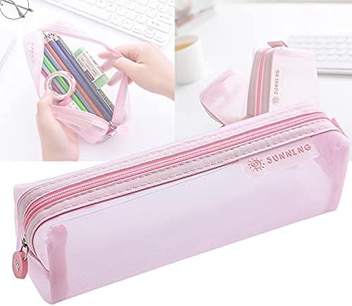 Amazon ペンケース 筆箱 おしゃれ 高校生 筆ペン筆入れ ペンポーチ大容量 シンプル 半透明 メッシュ鉛筆ケース ペン袋 ふでばこ オシャレ 軽量 小物入り 文房具 便利男の子女の子 高校生 小学生 社会人用 通学 通勤 オフィス ピンク ペンケース 文房具 オフィス用品