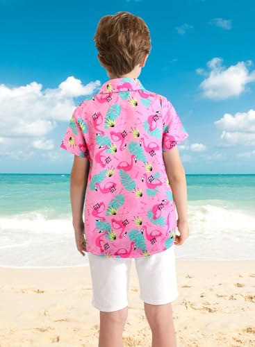 XiaoMoSha Hawaiian Shirts for Boys Button Down Shirt Short Sleeve Shirts Girls Hawaiian Shirt Summer Beach Tops for Kids3