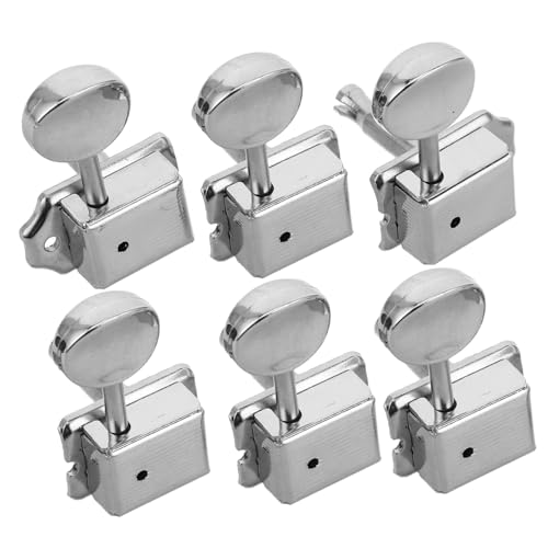 HEMOTON Guitar Tuning Pegs Set 6pcs Tuning Keys for Electric Bass Guitars Metal Construction Retro Design Ideal for Practice Recording
