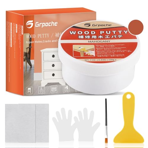 Masilla Para Madera 198G, Compuesto de Relleno Para Reparar DañOs en La Madera, Masilla Para Paneles de Puertas de Madera, Restauración De Pisos de Gabinetes de Mesa(Caoba)
