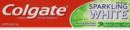 Colgate Sparkling White Mint Zing Toothpaste with Baking Soda ~ 4oz Tubes (2 Pack)