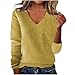 Women's Cashmere Sweaters Classic Fit V Neck Long Sleeve Sweater Fall Winter Warm Knitted Pullover Jumper Tops (Yellow,Large)