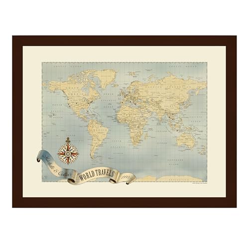 Wendy Gold Studios Voyager Personalized World Push Pin Travel Map - Custom Travel Gift