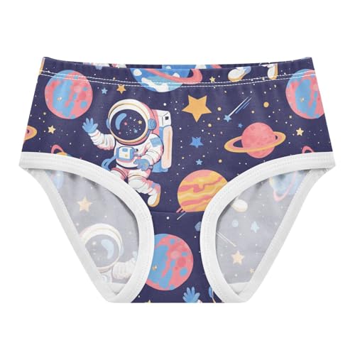 Wusikd Cartoon Astronaut Girls' Underwear Cotton Planets Stars Girls Briefs Soft Toddler Underwear 2T