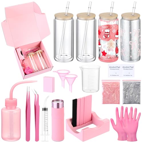 Gobelets boule à neige 473 ml Baderke kit complet 20 pièces pour débutants rose