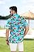 HAPPY BAY Men's Hawaiian Shirt Boho Vacation 3X-Large Palm Flamingos Blue
