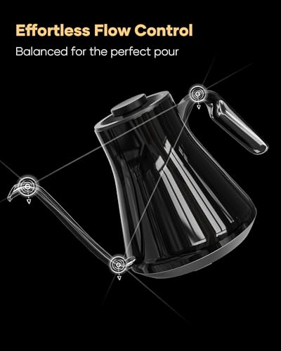 Image of Cocinare Gooseneck Electric Kettle & Pour Over Coffee Set, ±1F Temperature Control, 1500W 0.9L Kettle, Coffee Dripper, 550 ml / 18.6 oz Server & 2 Tasting Cups