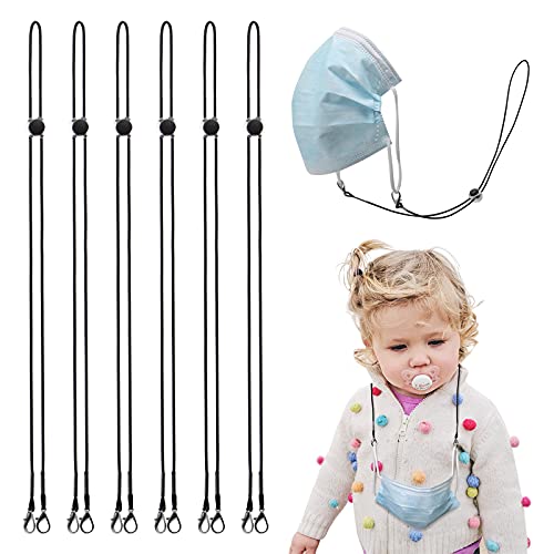 6 Pack Face Mask Lanyard Holder, Mask Holders Adjustable Mask Lanyard with Clips Face Necklace Holder Strap Comfortable Around Neck for Women, Men, Children, Adults, Elderly
