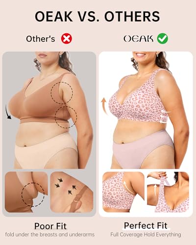 Image of OEAK Womens Deep V Bras Wireless Comfortable Bra Supportive No Underwire Bras Tshirt Push Up Bralettes Plunge Seamless Bra