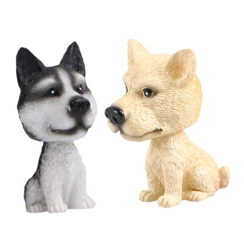 TOYANDONA 2piezas Figuras De Cachorro Cabezón Decoración para Salpicadero Accesorio para Coche Diseño Encantador