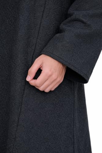 Image of Exotic India Men's Woolen Blend Kashmiri Phiran with Hood | Pure Wool Long Overcoat-Oversized Phiran for Men