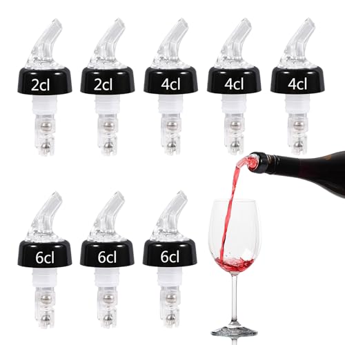 8 Pièces Becs à Liqueur,Bec Verseur pour Bouteilles de 2cl 4 cl 6cl, Doseur Pastis Distributeur de Bouteille Auto-pour, Dosage par Bec, Bec Verseur Plastique, Transparent,pour Le Vin, Cocktail