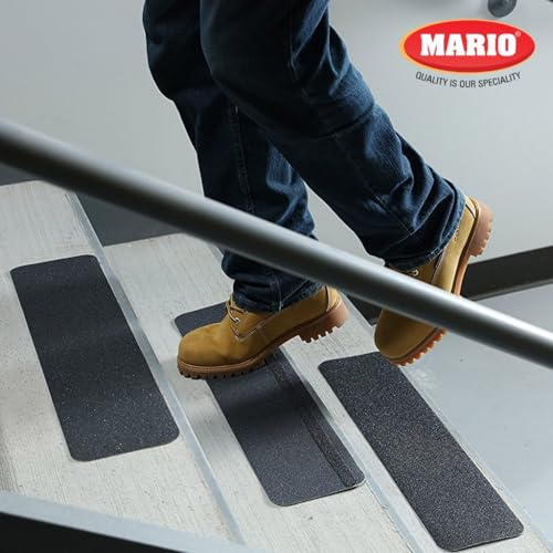 Image of Mario Anti-Skid Anti-Slip Tape Black 50mm (2 Inch) x 15M | Extra Long Heavy-Duty Self Adhesive Safety Grip Tape | High-Traction Waterproof Non-Slip Tape for Stairs, Ramps, Floors & Walkways Use
