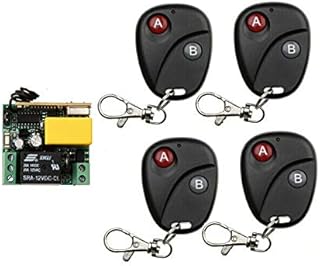 AC 220V 1CH 10A Wireless Remote Control Switch System 1 Receiver + 4 Remote Control Non-Latched/Latched/Self-Latched Adjustable