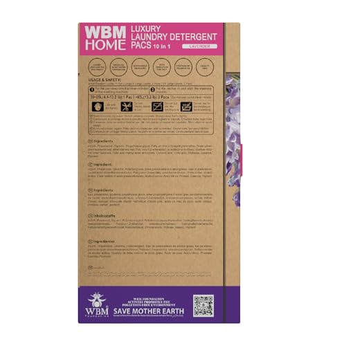 Image of WBM 10-in-1 Laundry Detergent Pods, Fabric Softener with Lavender Extracts, High-Efficiency Laundry Pods with Powerful Stain Lifter Technology - 32 Count Bag