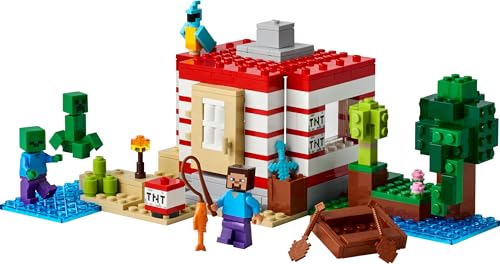 LEGO Minecraft La Maison en TNT de la Jungle - Jouet Interactif avec Maquette de Bateau, Figurines de Steve, d'un Creeper & Zombie - Fonction TNT - Cadeau pour Gamer, Fille ou Garçon dès 8 Ans 21275