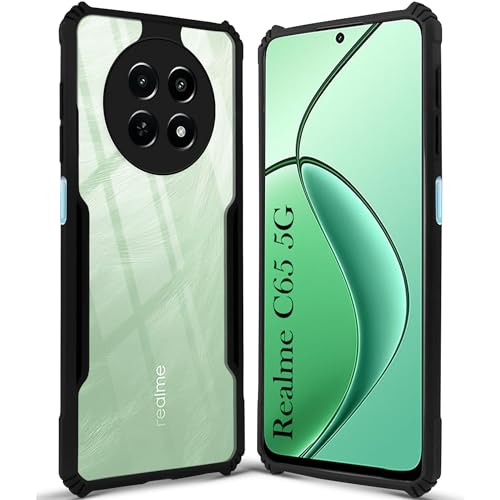 Image of Jkobi Back Cover Case for Realme C65 5G (Shockproof with Polycarbonate Clear Panel | Professional Black)
